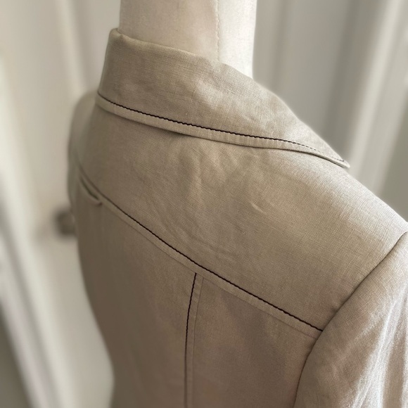 💯% Linen Silver Thread Embroidered Wood Beaded Blazer - 10 - Picture 8 of 13